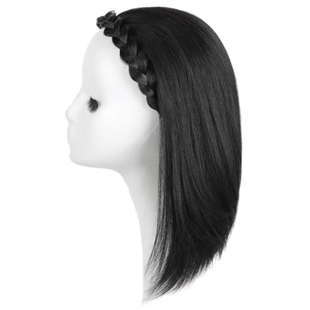 Daily Invisible High Quality Synthetic Trendy Natural Women Hair Accessories Ladies Half Headband Wig Short Straight Headband Wig Heat Resistant Fiber Fishbone Headband Wig