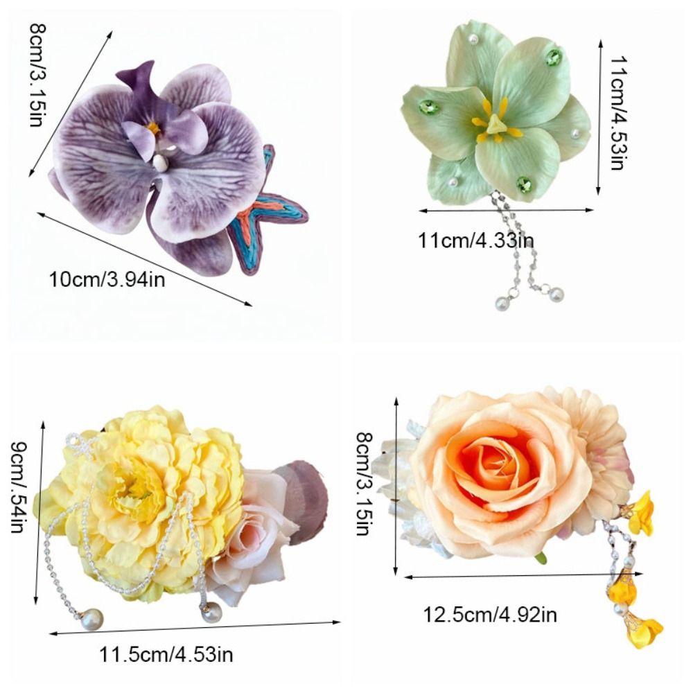 Fairy Rose Flower Flower Hair Clip Tassel Headdress Butterfly Orchid Hairpin Chinese Style Headpieces Hanfu Hair Accessories Cheongsam