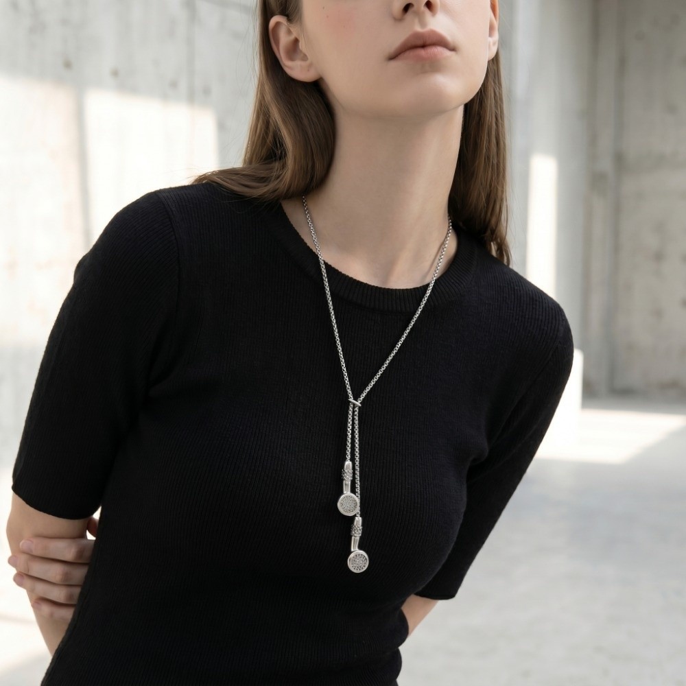 Durable Metal Earbuds Pendant Stylish Lightweight Earphone Shaped Necklace Creative Design Adjustable Long Sweater Chain Unisex
