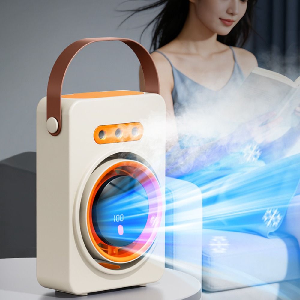 Cooling Fan 100-Speed Stepless Adjustment Mini Evaporative Air Cooler Quiet Operation Energy Saving Humidifier Fan Triple-Hole Mist Digital Display Desktop Humidifying Fan Classroom