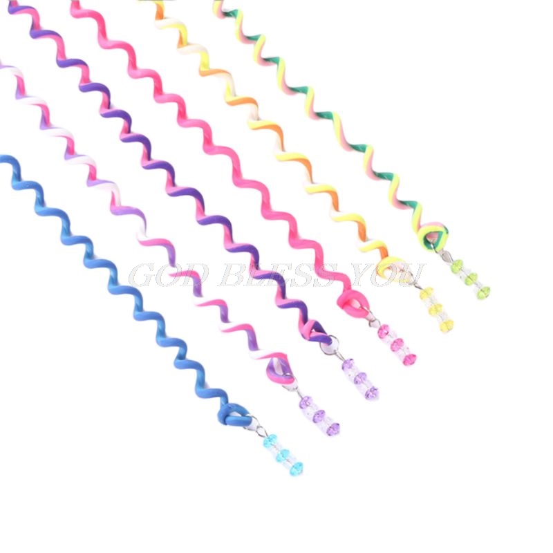 Discount】6Pcs Children Girls Kids Spiral Styling Twister Clips Cute Rainbow Braider Tool Elastic Headband Accessory with Beads