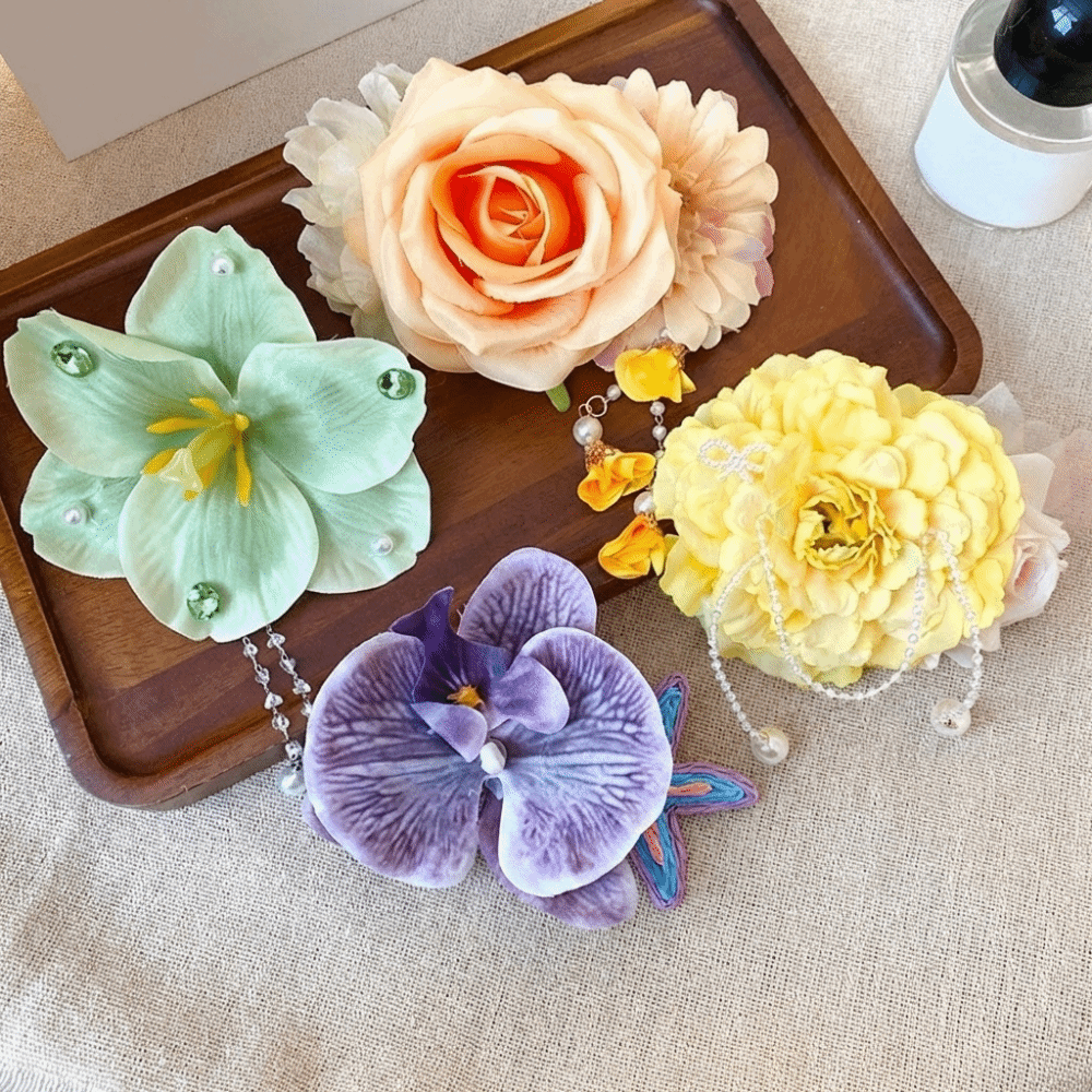 Exquisite Flower Hairpin Colorful Ancient Style Hanfu Hair Accessories Headdress Side Clip Chinese Style Hair Clip Beach