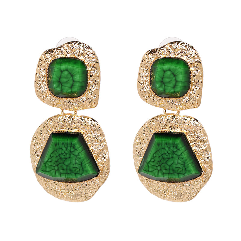 【Hongtai Store】JUJIA Ethnic Semi-precious Stone Dangle Earrings For Wo Geometric Drop Statet Jewelry