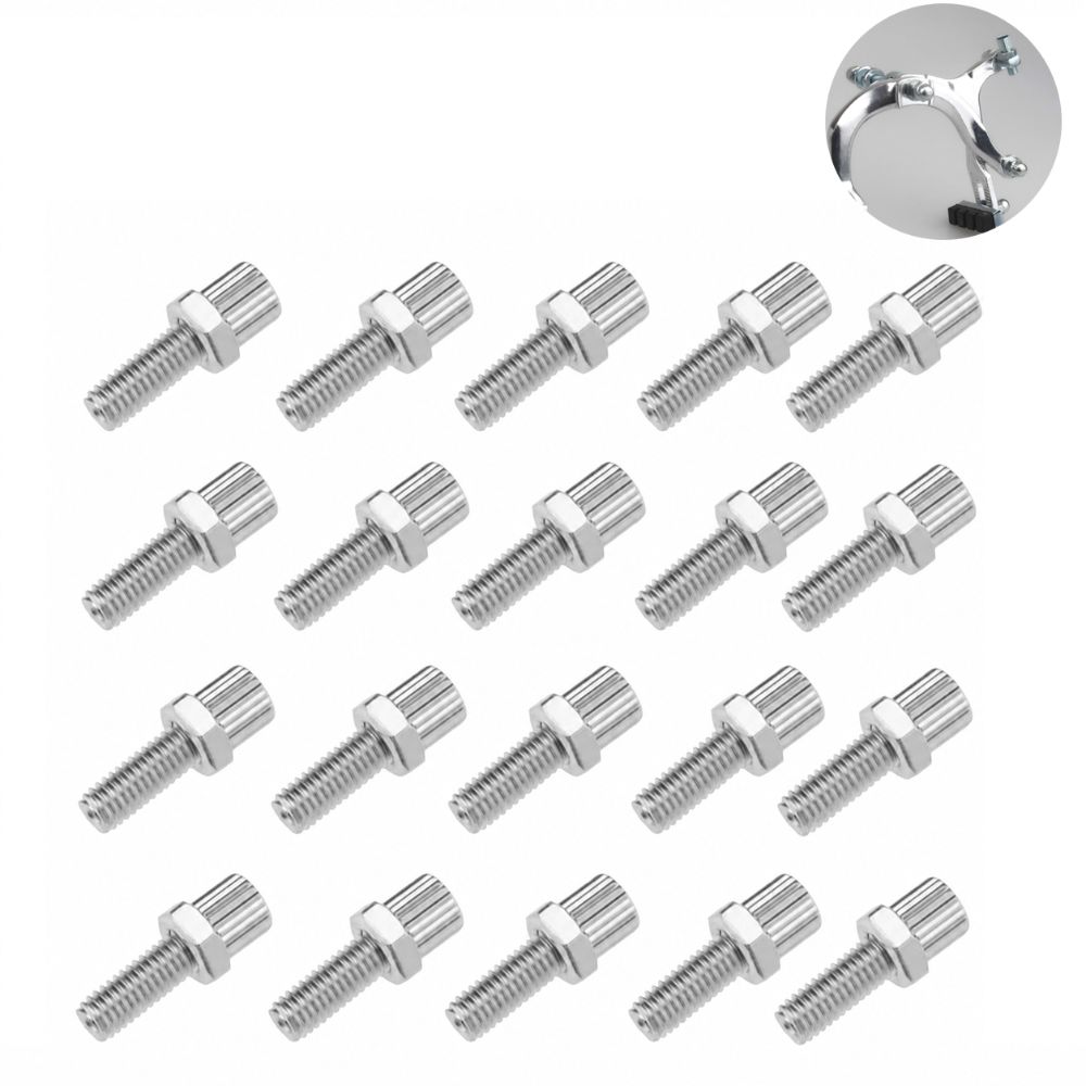 20pcs Durable Galvanized Metal Brake Cable Adjuster Screw Silver M6 Thread Bike Barrel Adjuster Bolt with Nut Lightweight Brake Lever Adjuster Screw Cable System Setup