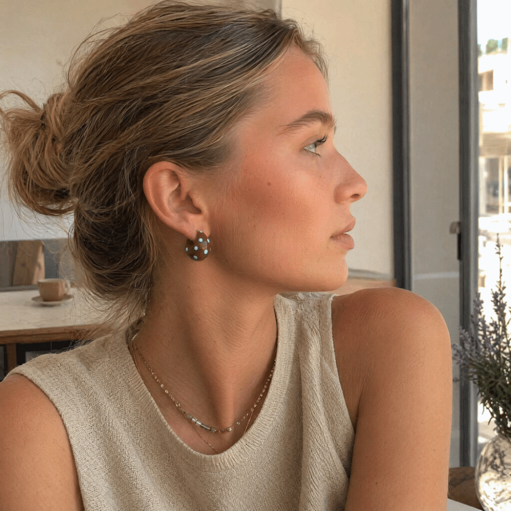 Retro Sweet Polka Dot Hoop Earrings Trendy Lightweight C-Shaped Earrings Elegant Cute Geometric Earrings Work