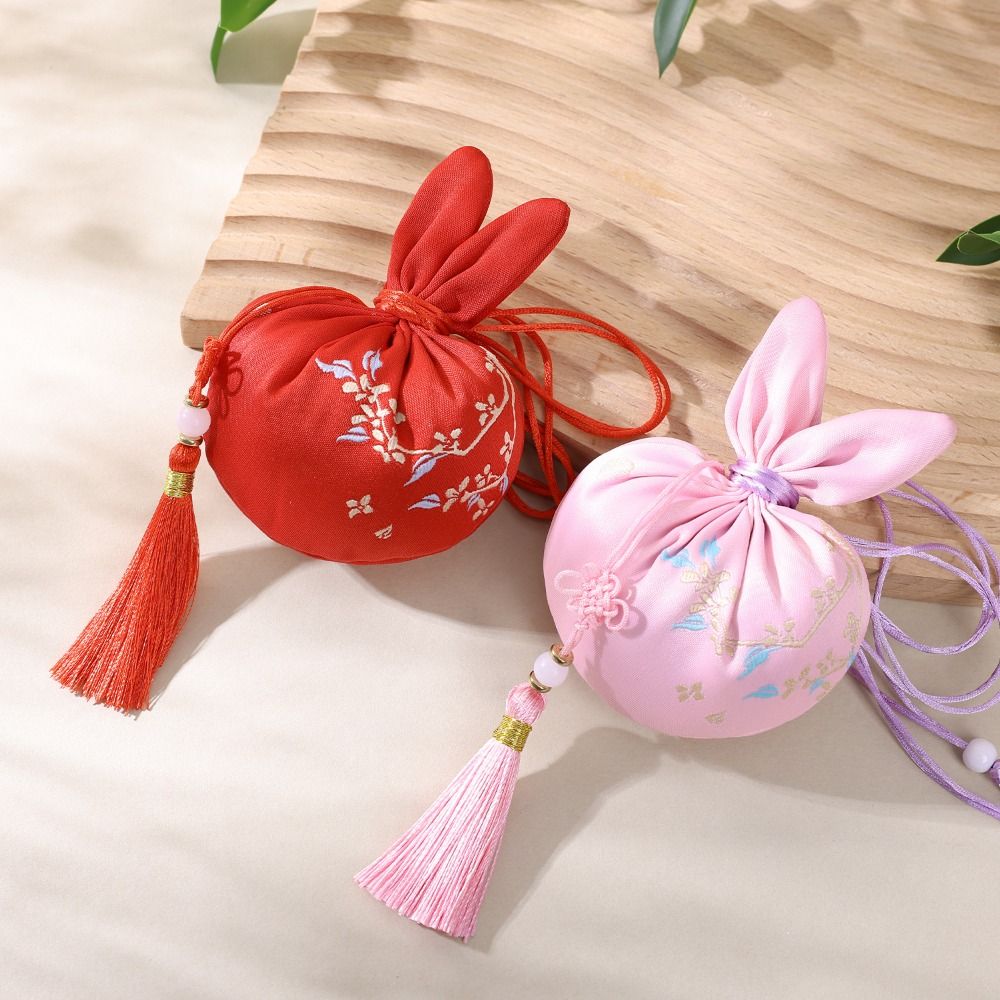 Exquisite Handmade Mid-Autumn Festival Rabbit Sachet Bag Brocade Hanging Embroidery Sachet Pendant Embroidered Jewelry Packaging Printing Bundle Pocket Hanging Ornament