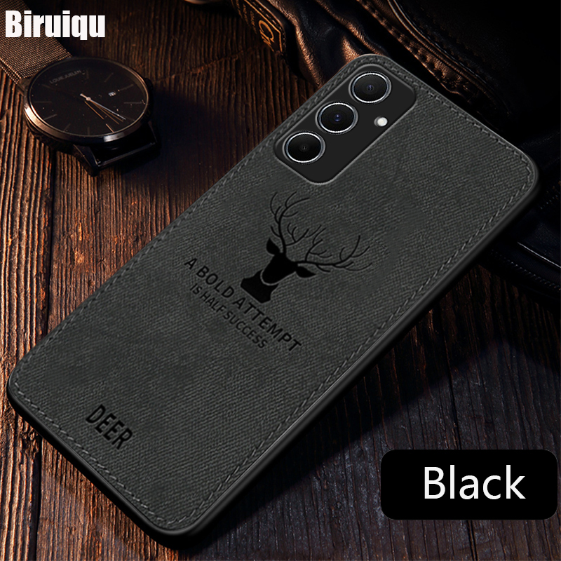 Biruiqu For Samsung Galaxy A55 5GHybrid Soft TPU Deer pattern cloth pattern Shockproof Case Cover