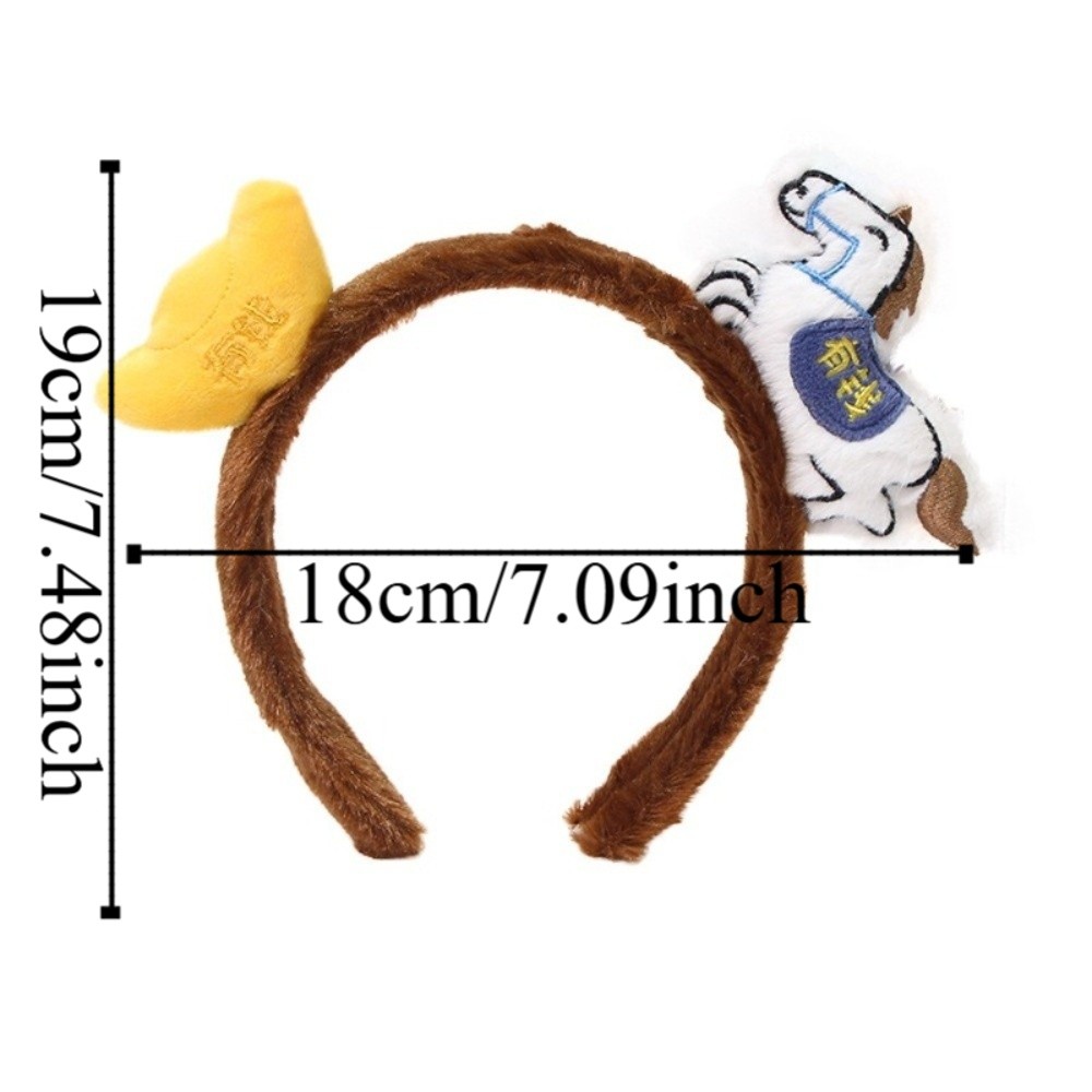 Cute Cartoon Horse Hair Hoop Pony Red New Year Headband Good Mascot Plush Horse Headband Women