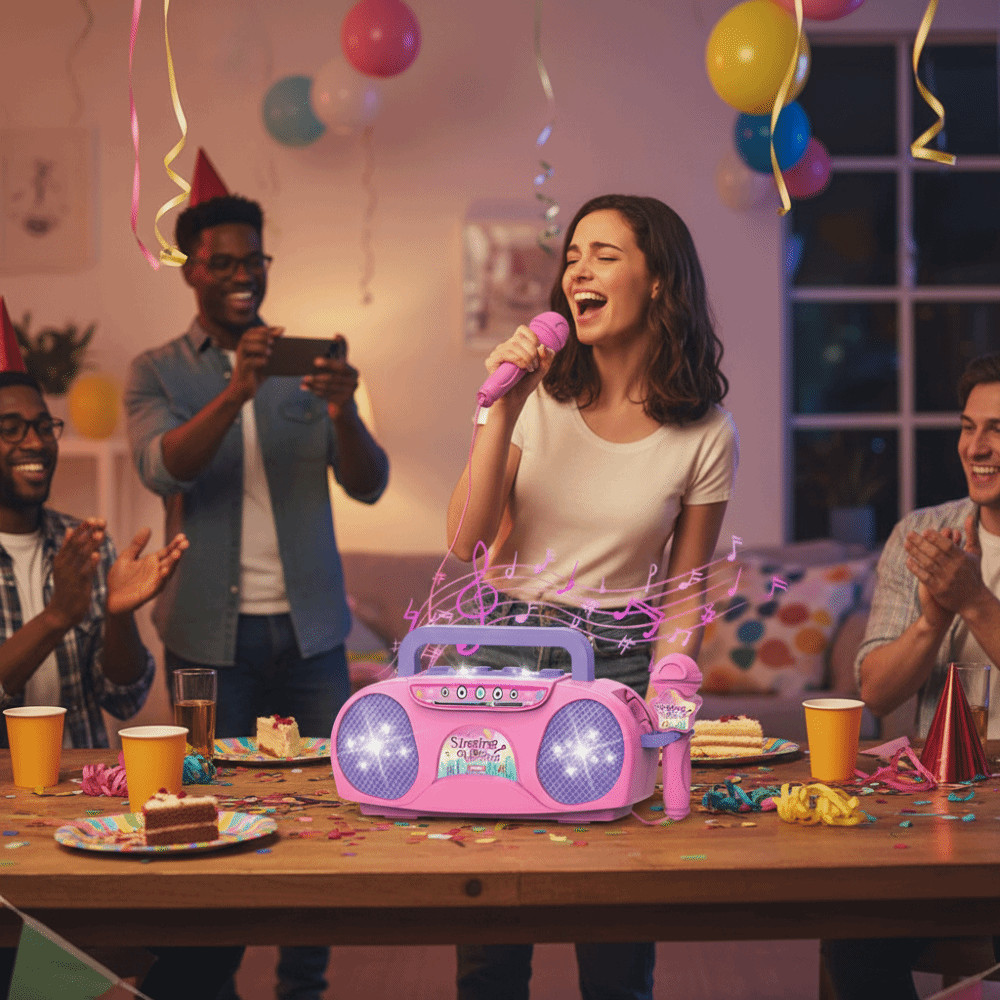Portable Wireless Karaoke Children's Toy Connect Phone Plastic Karaoke Machine with Light Music Speaker Entertainment
