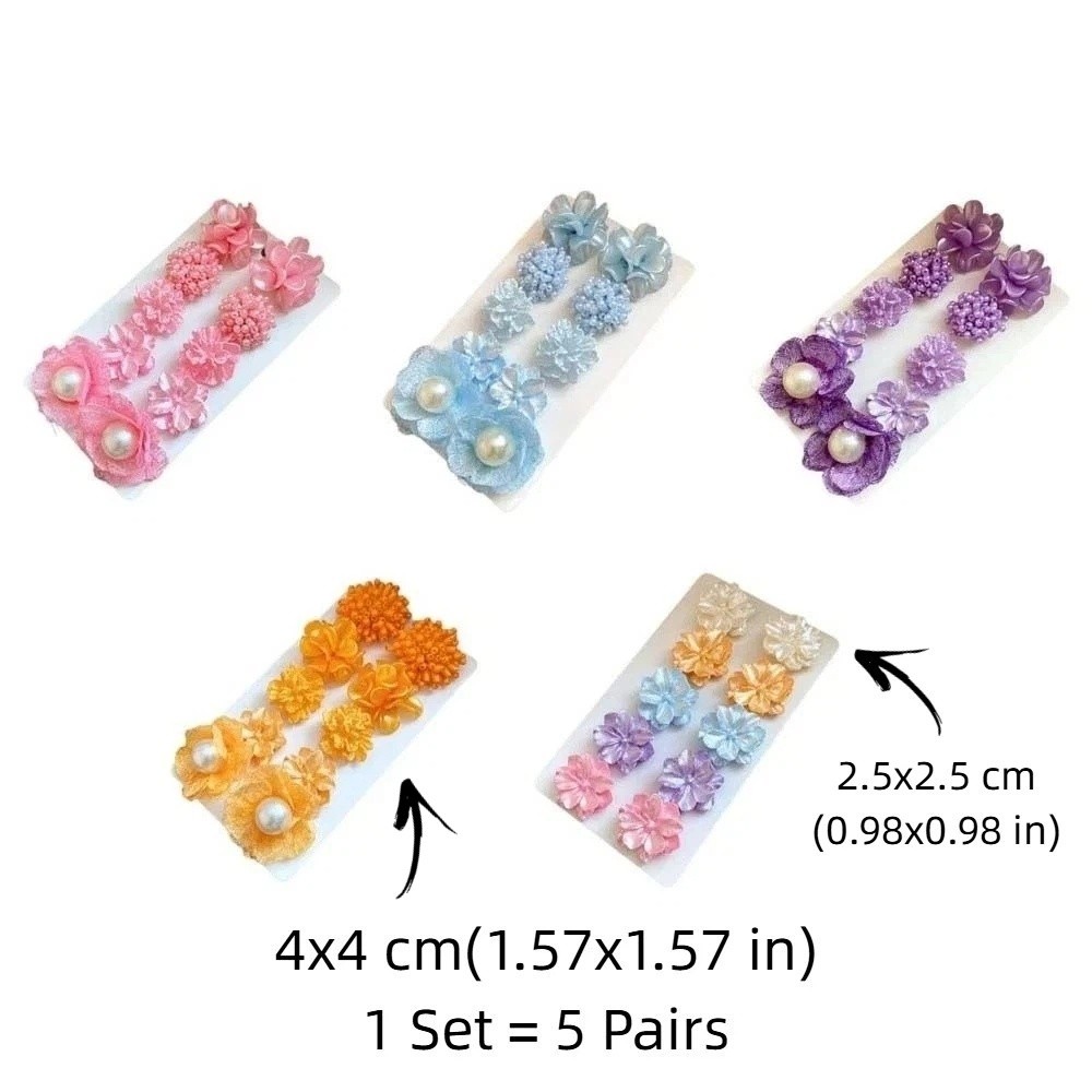 5 Pairs Elegant Acrylic Flower Stud Earrings Floral Acrylic Flower Ear Studs Set Niche Design Versatile Earrings Holiday