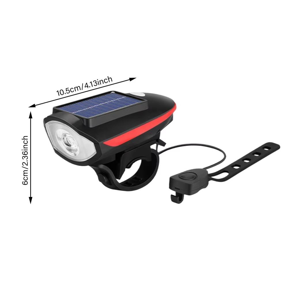 Portable Waterproof Solar Bicycle Light High Brightness 3 Modes LED Bike Front Lamp Universal Rechargeable Night Riding Lamp for Cycling Safety