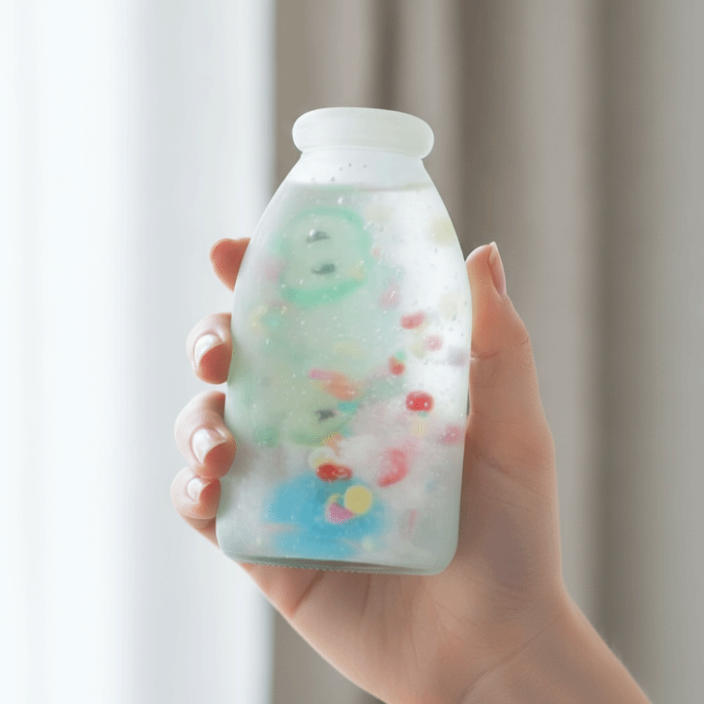 Funny Gift Transparent Fruit Bottle Squeeze Toy Random Color Soft Transparent Bottle Fidget Toys Sticky Colorful Maltose Bottle Squishy Toy DIY Creative