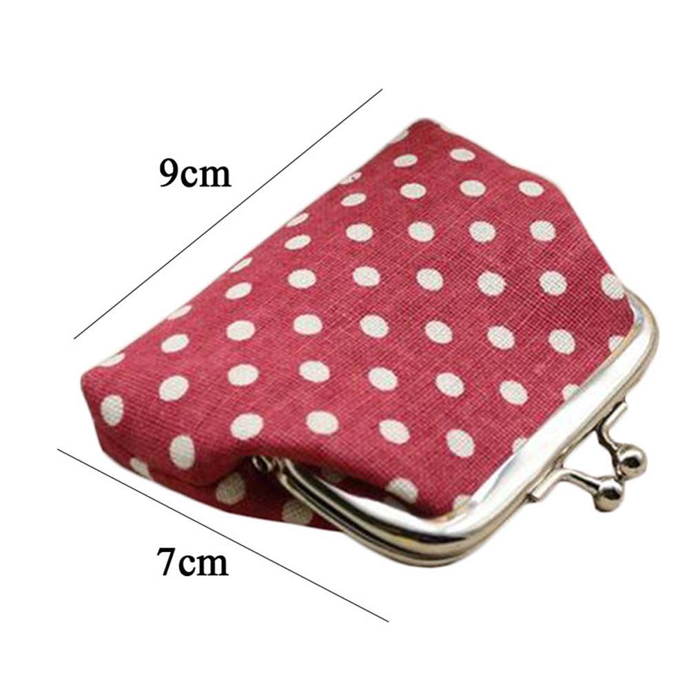 Fashion Mini Clutch Change Purse Dots For Girls Zipper Money Bag Linen Coin Purse Coin Bag Small Purse Wallets
