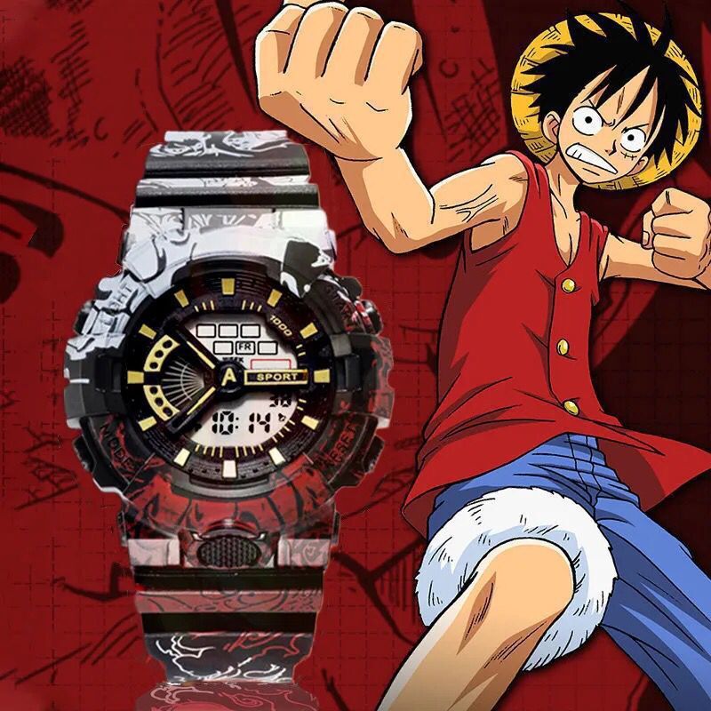 【Hot】One Piece Children's Cartoon Anime Watch for Girls, Student Couple, Night Light Waterproof Multifunction Sports Drawing Watch for Boys