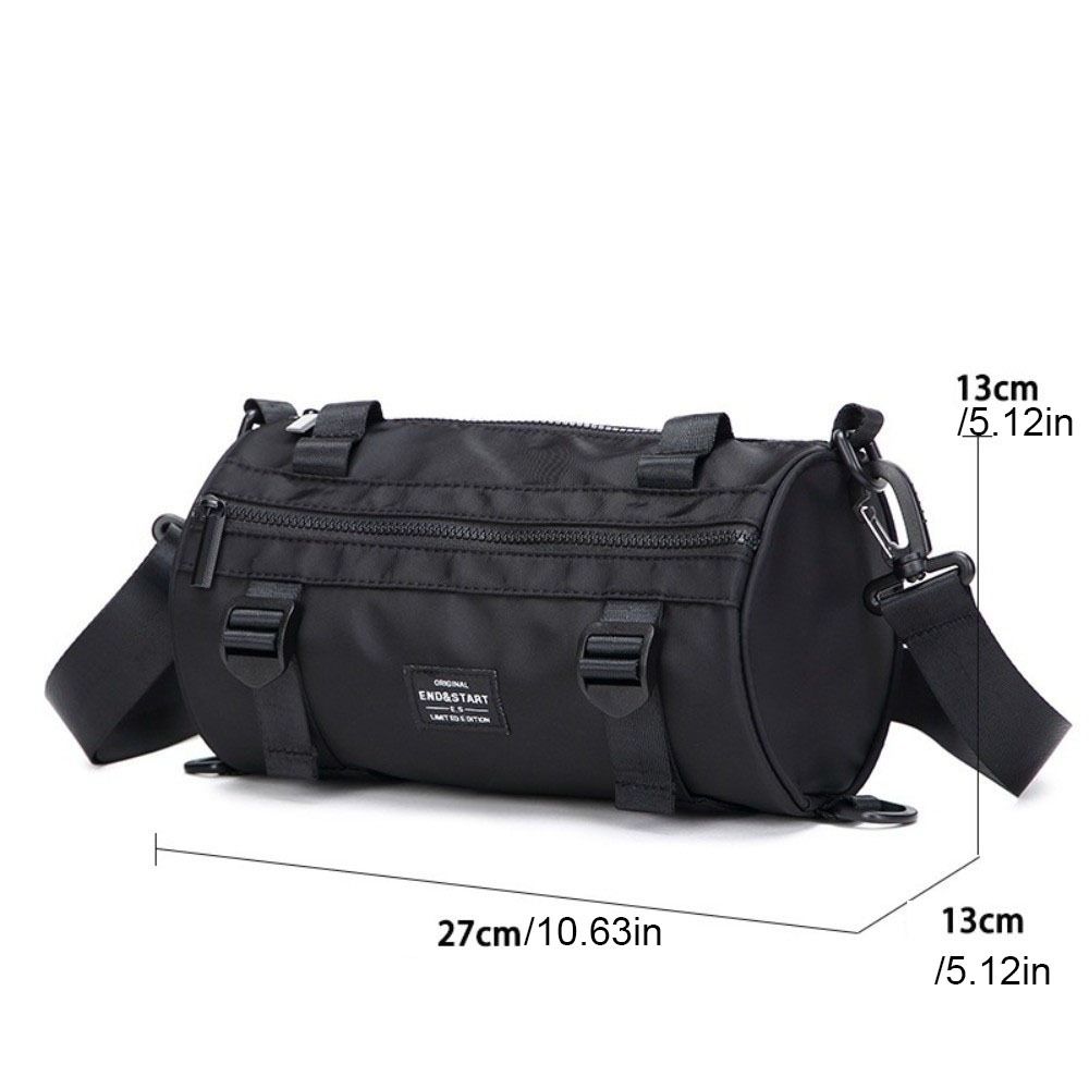 Storage Bag Solid Color Men Cylindrical Bag Multifunctional Large Capacity Canvas Crossbody Bag Zipper Lightweight Simple Shoulder Bag Couple