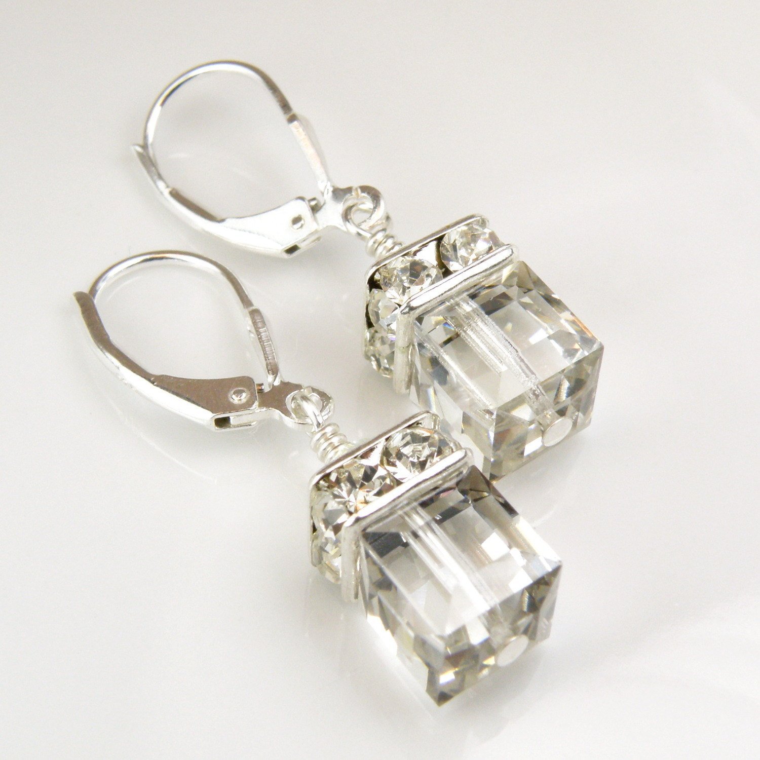 【Exclusive Discount】Cute female red green blue white stone earrings fashion wo silver 925 jewelry