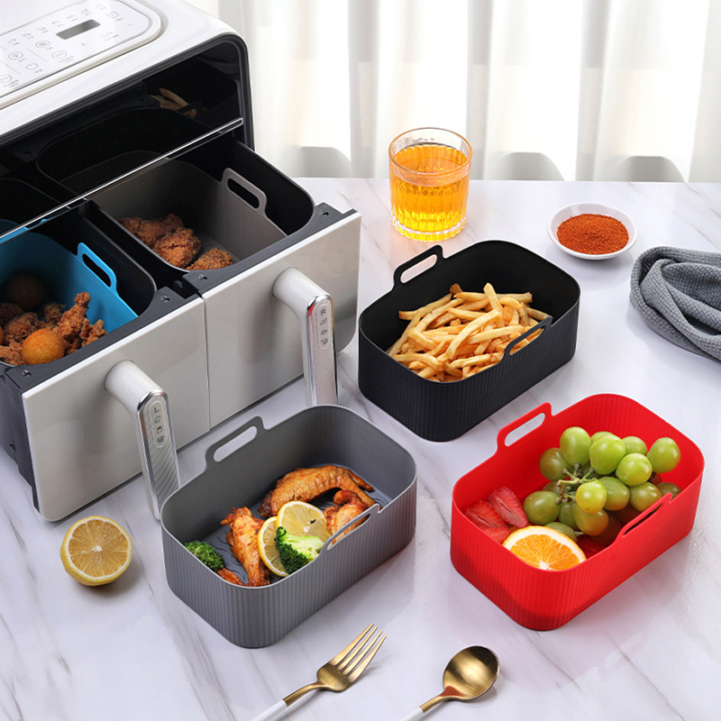 2Pcs Air Fryer Silicone Liners for Ninja SL400 SL401 Double Stack XL Basket Reusable Air Fryer Baking Tray Airfryer Accessories