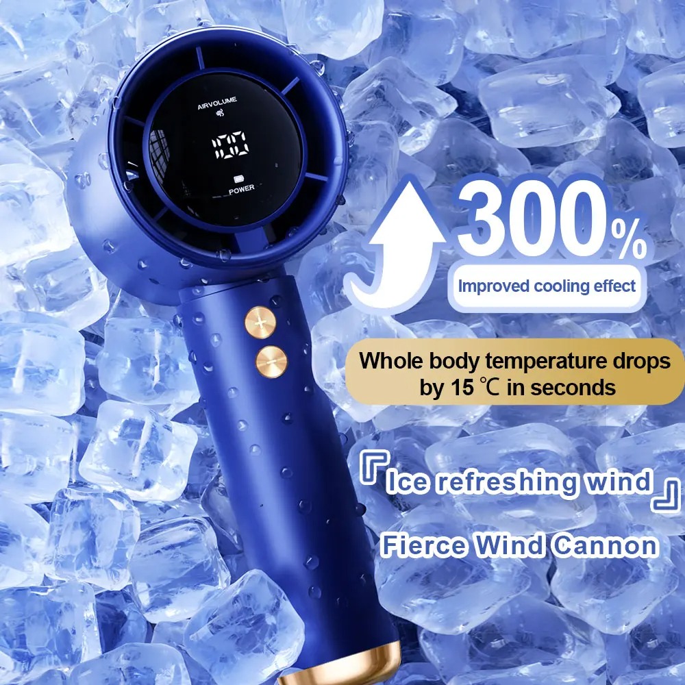 Summer Supplies Portable Charging Handheld Fan High-speed Turbo Lightweight Desktop Small Fan 100 Wind Speed Low Noise Mini Pocket Fan Outdoor