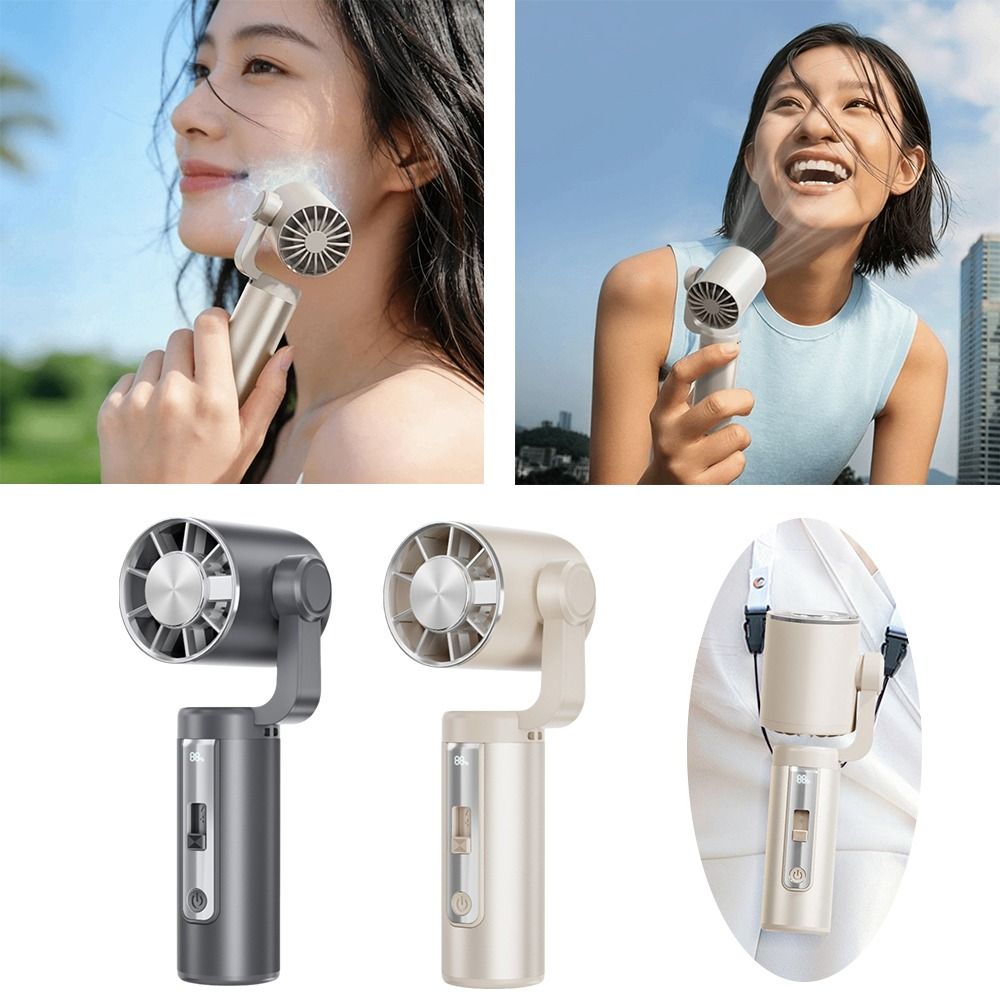 Desktop Fan Semiconductor Cooling Metal Gimbal Cooling Fan Powerful Wind Cold Wind Portable Cooling Fan Quiet Operation 5 Levels Rechargeable Fan for 5W/3000mAh Handheld Use