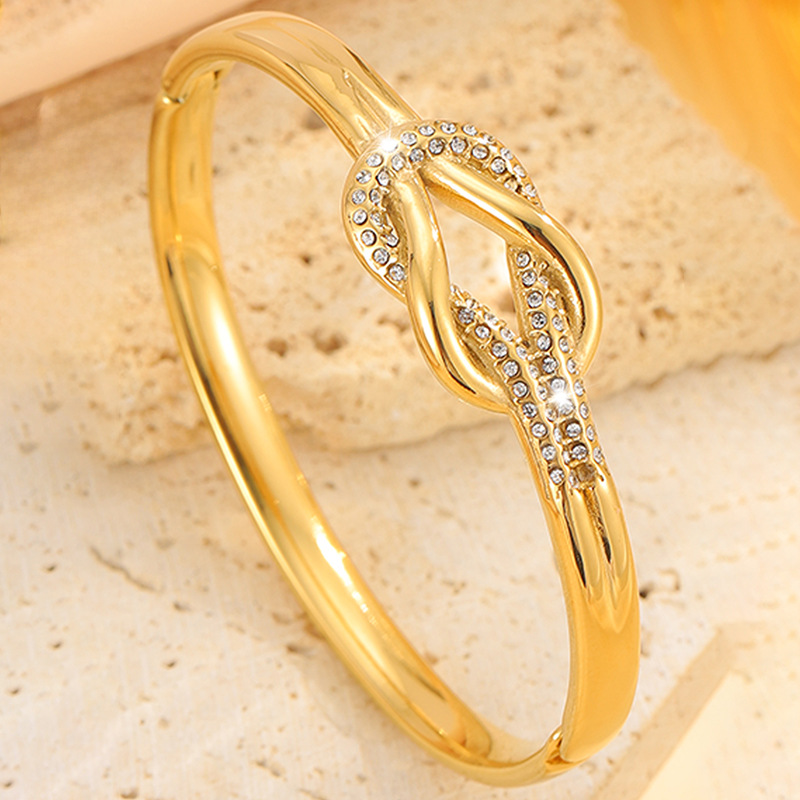 【Trendy designs】18k steel bracelet cross knot bracelet women's new niche luxury hollow jewelry