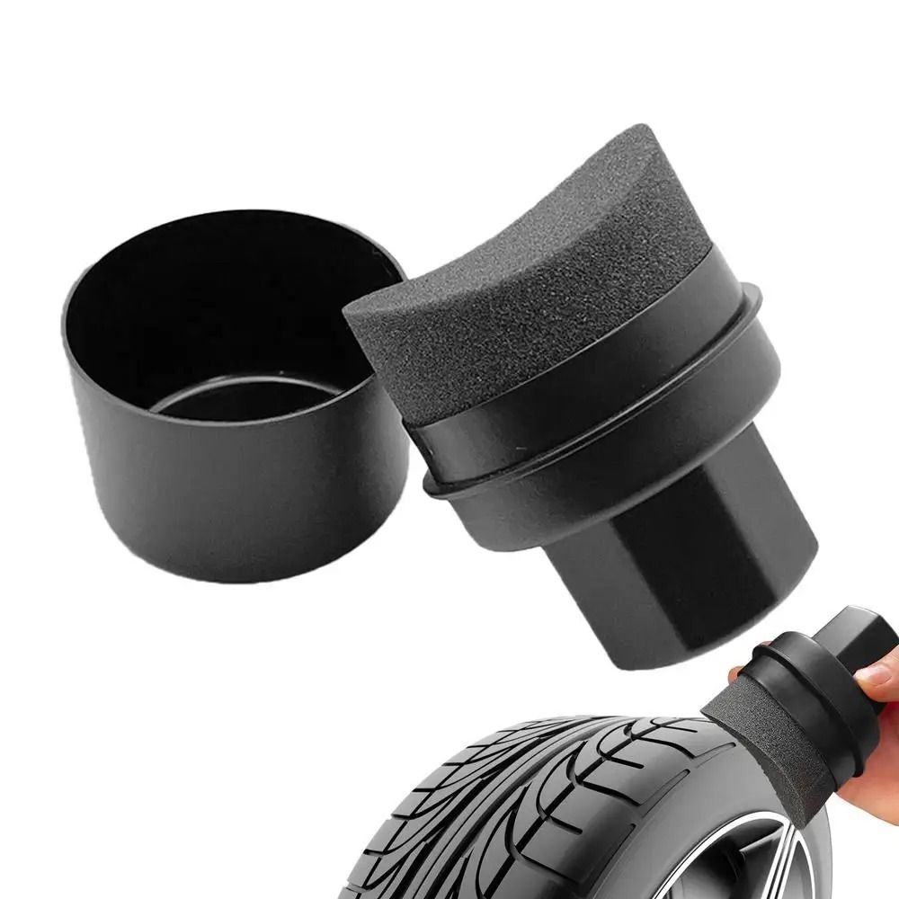 Universal With Lid Car Tire Waxing Sponge Anti-slip Handle Curved Shaped Tire Dressing Applicator Handheld Portable Tire Cleaning Tools Auto
