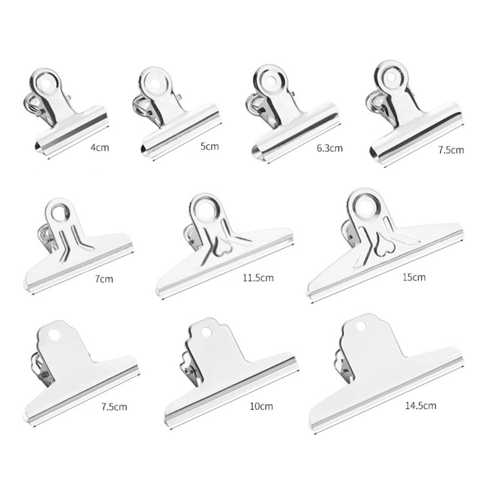Multifunctional Stainless Steel Metal Binder Clips Multi-size Round/Flat/Mountain Head Paper Clips Ticket Bill Clamp Students