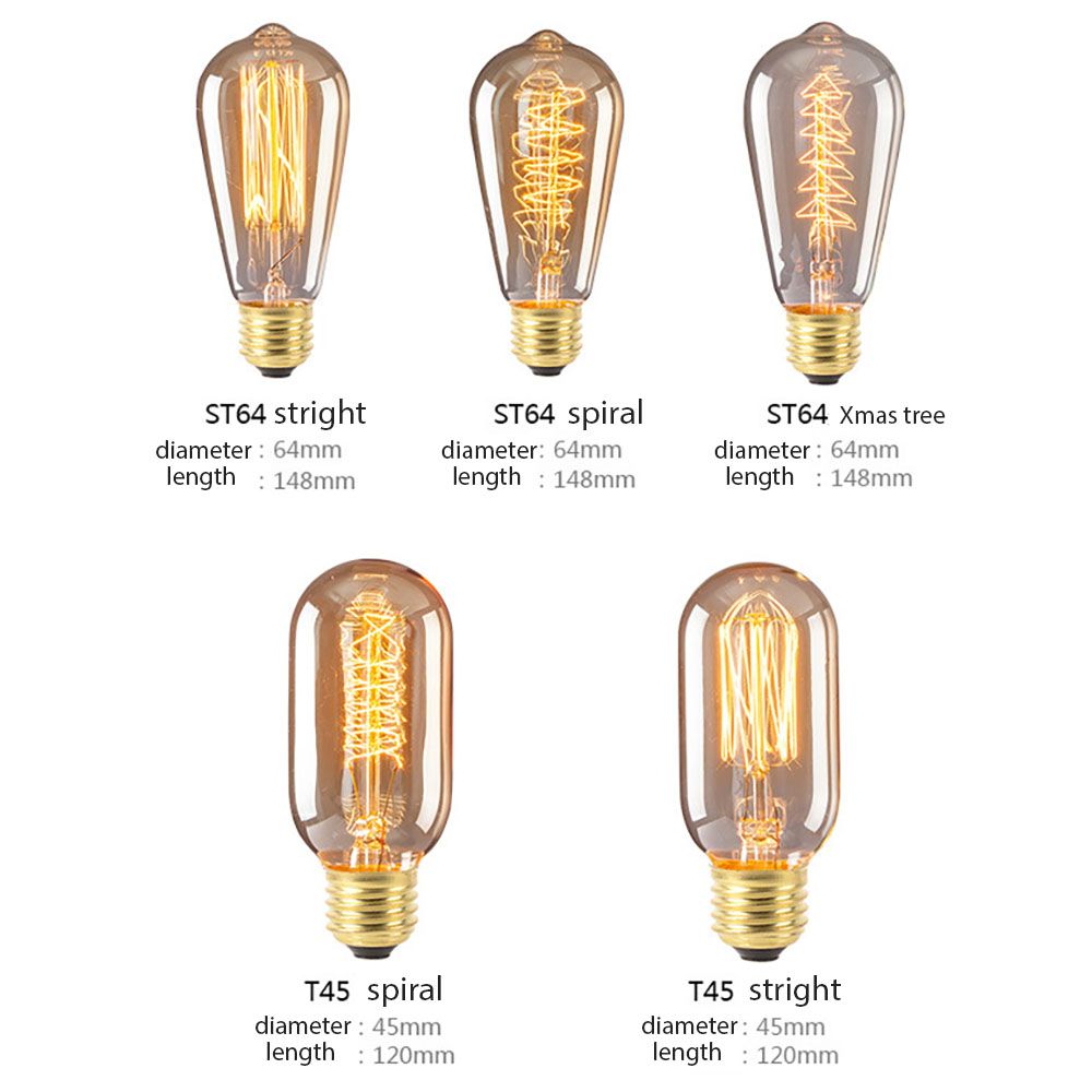 pcs E27 Dimmable Spiral/Stright Filament Warm Lights Retro Home Lighting Edison Light Bulb Incandescent Bulbs Light Appliance
