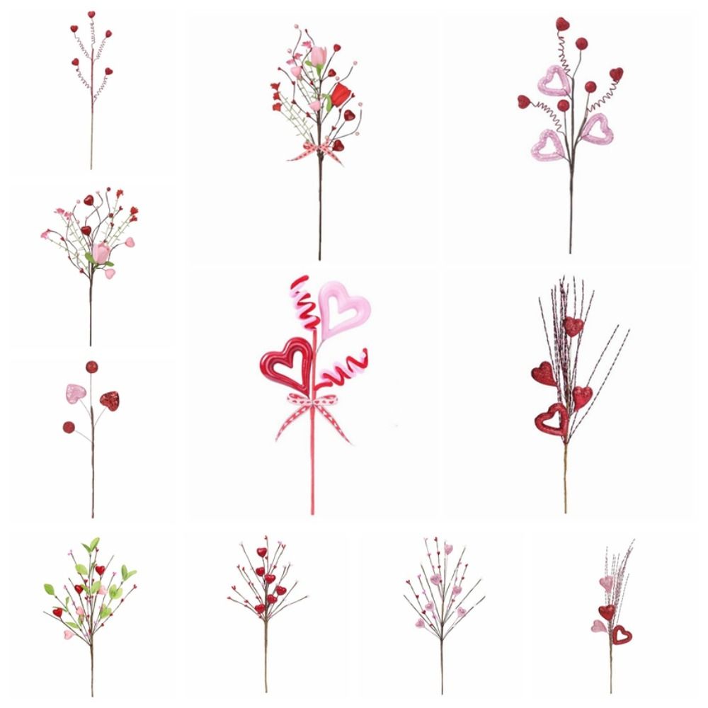 Portable Romantic Heart Bouquet Branch Resin Handicraft Artificial Twig Cutting Exquisite Anti-splash Water Valentine's Day Flower Decoration Birthday Gift