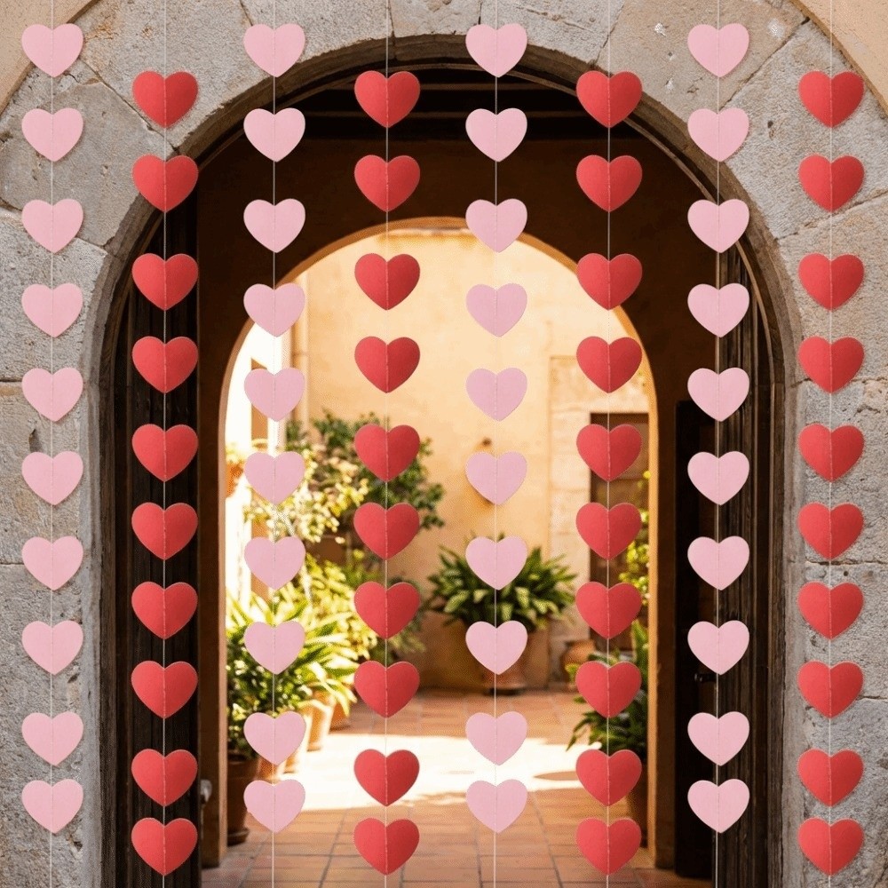 Heart Banner 2m 6.5ft Heart String Romantic Paper Hanging Love Streamer Easy To Install Reusable Wedding Garland Birthday Party