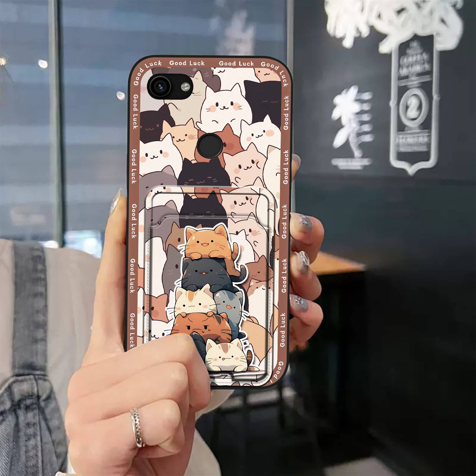 Shockproof Cute Phone Case For Google Pixel 3A XL Dirt-resistant Back Cover Soft case Durable Card bag Graffiti Silicone