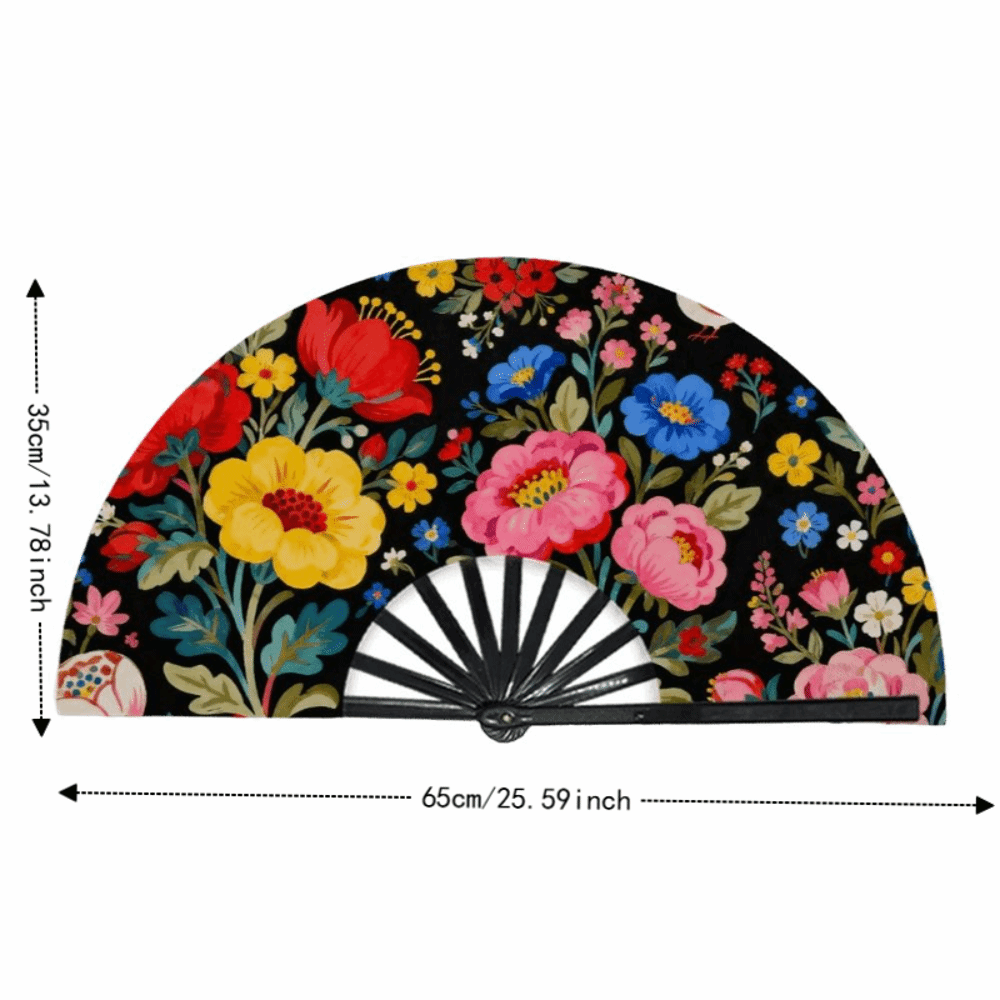 Elegant Decoration Cloth Shell Fan Chinese Style Home Ornaments Dancing Hand Fan Spanish Colorful Flower Folding Fan Fan Wind