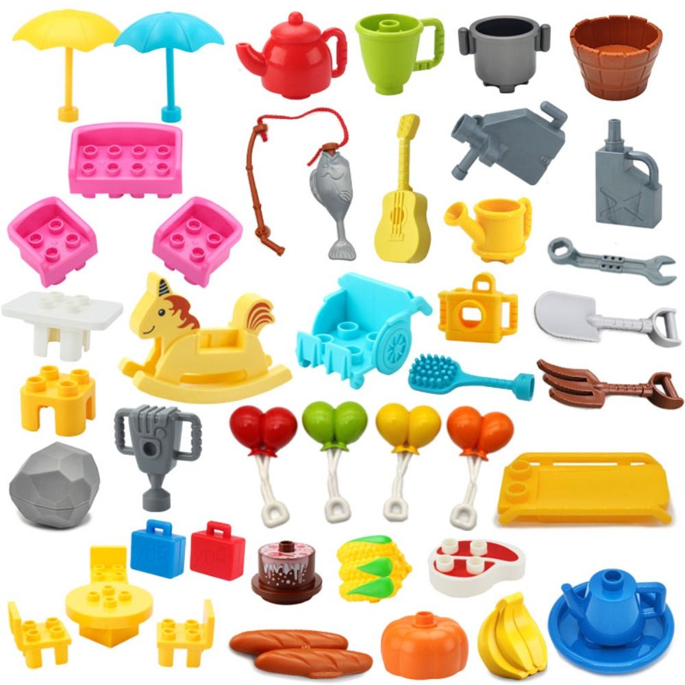 Puzzle Toy Parent-Child Big Building Blocks Accessories Building Blocks Connection Assemble Scenes Assemble Brick Toys Plastics Model Toys Children Birthday Gifts