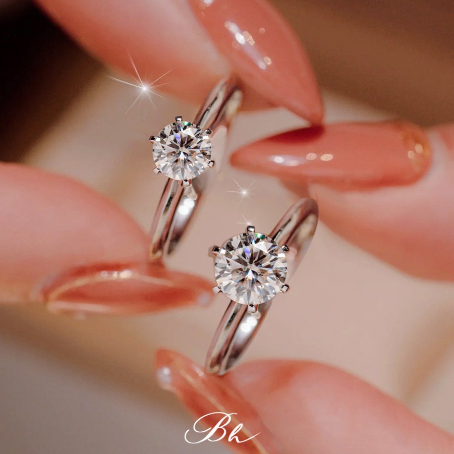 【Quality the Name of Love Women's 1 High Carbon Stone Diamond Ring Simulation Diamond Wedding Ceremony All-match Ring Tide