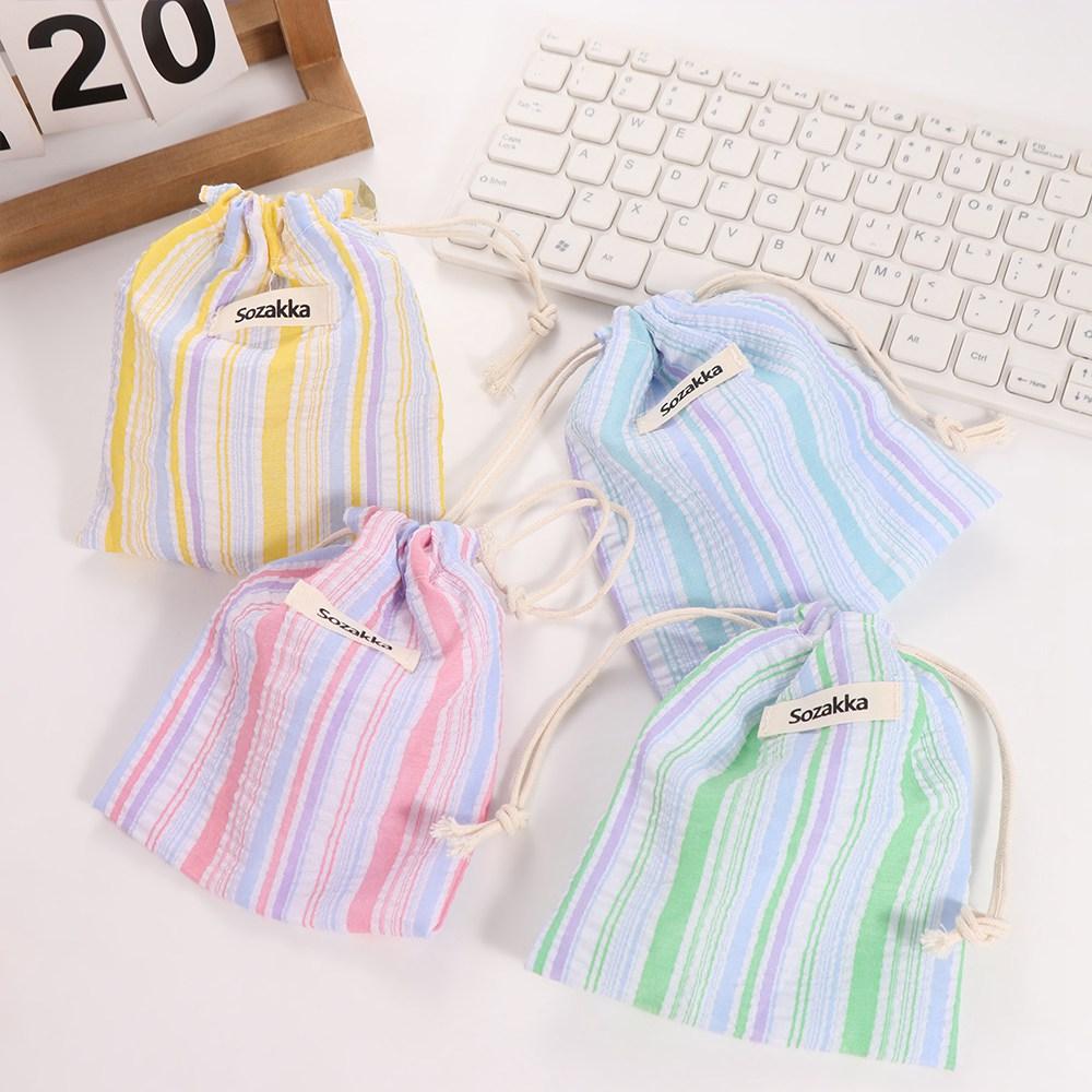 Cute Change Bag Stripe Drawstring Storage Bag Coin Purse Packing Bag Makeup Bag Wallet Small Storage Bag Cosmetics Bag Student