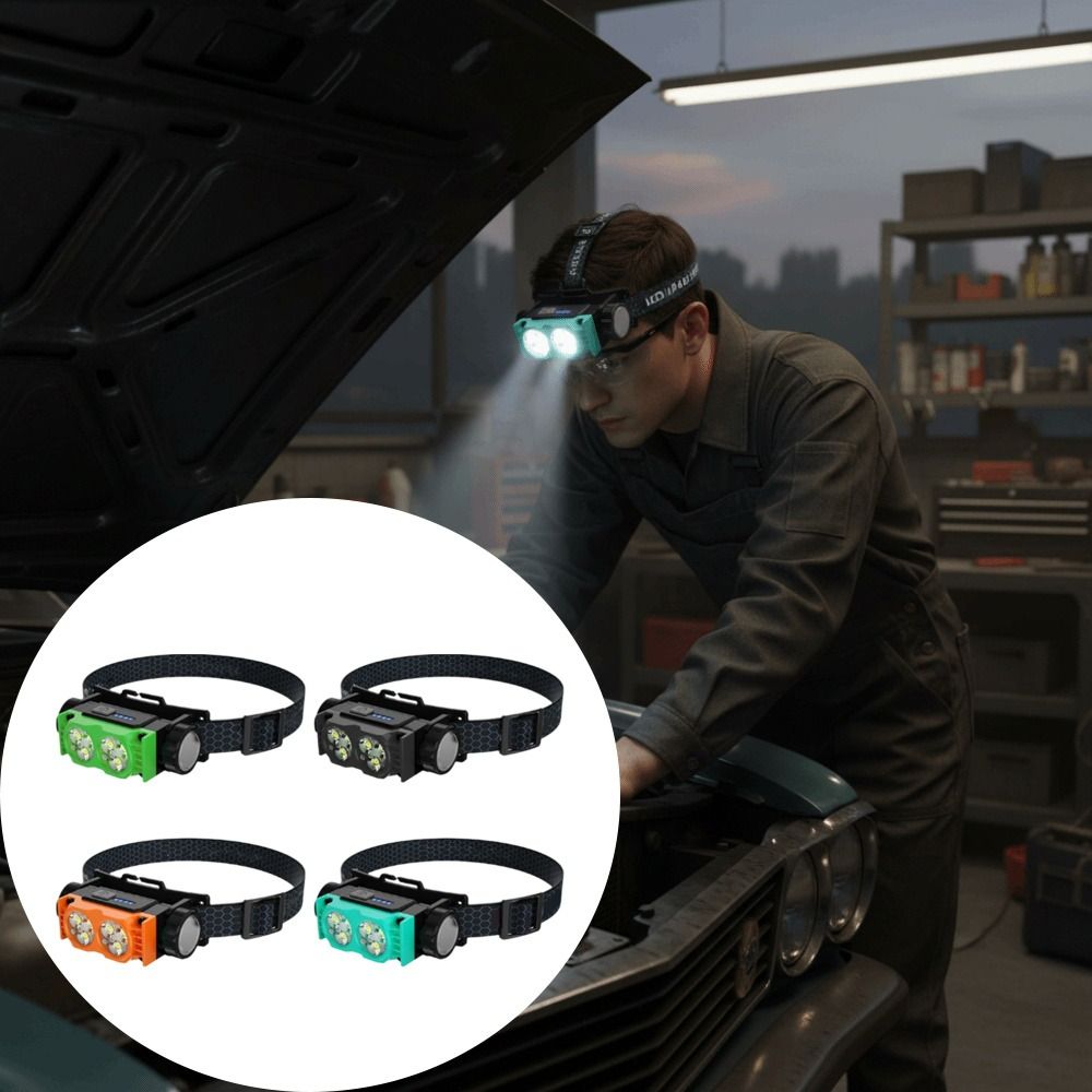 Portable Design Powerful 6 Core LED Headlamp Bright Beam Adjustable Angle Rechargeable Headlamp Long Runtime Lightweight 109g Adjustable Headlight Fishing