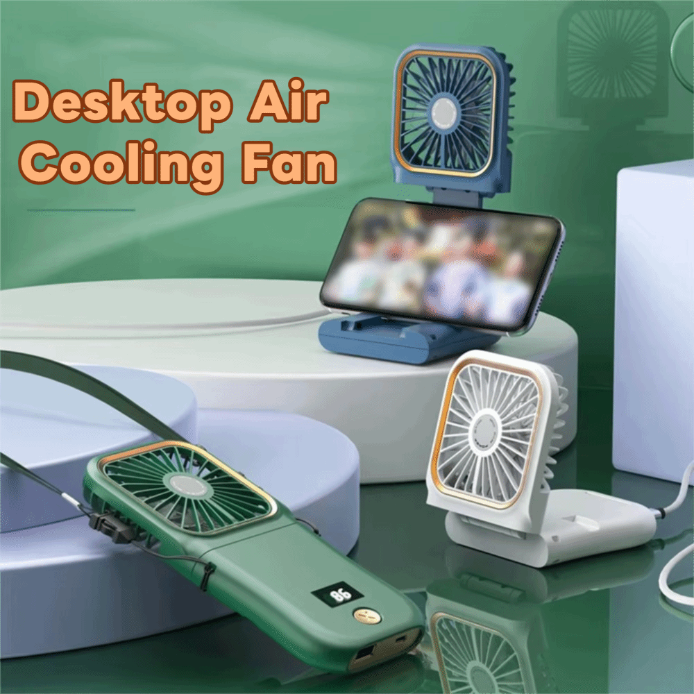 Pocket Fan Mini Portable Handheld Fan Digital Display Rechargeable Foldable Neck Fan Ultra-Quiet 3 Speeds Desktop Air Cooling Fan Travel