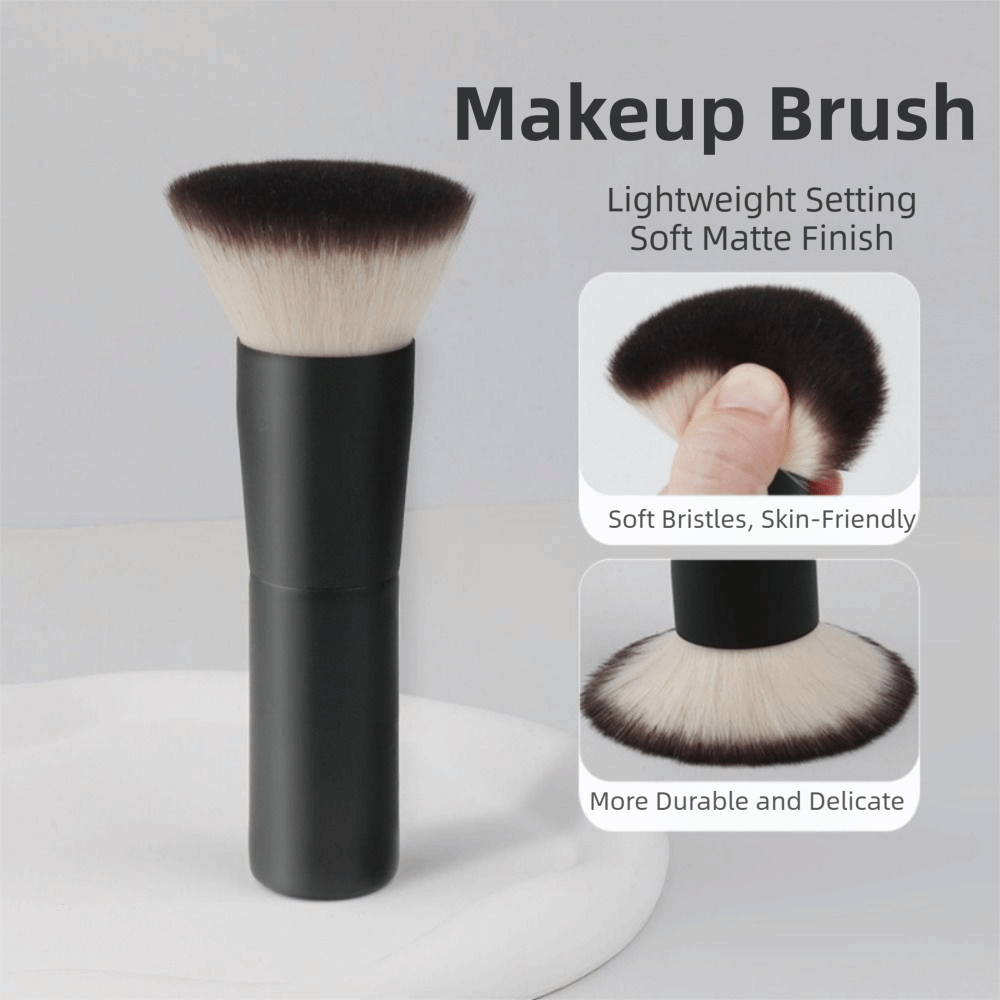 Fluffy Bristles Loose powder brush Portable Soft Fiber Foundation Brush Wood Handle Flat Top Head Makeup Brushes Beauty Tools