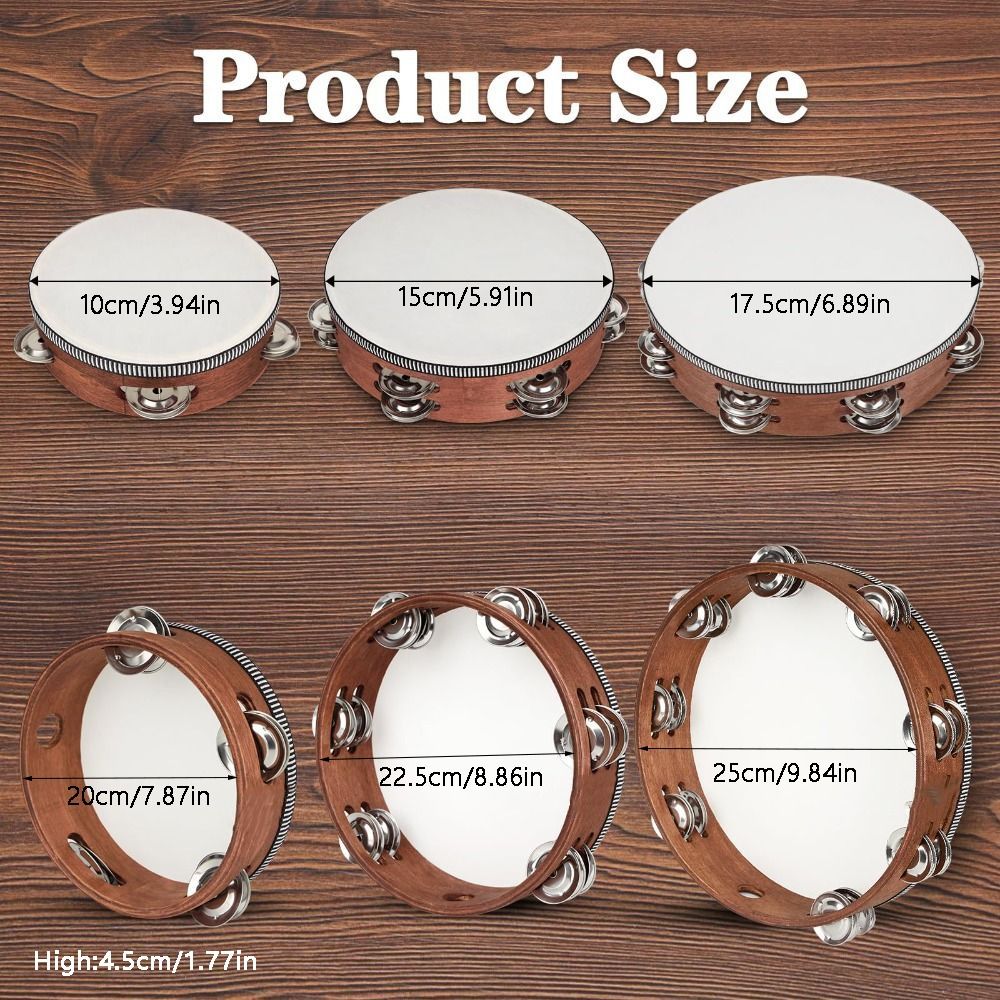 Gift 4/6/7/8/9/10in Tambourine Drum Dancing Toys Wooden Tambourines Musical Instrument with Metal Ringtone Round Percussion Drum Children Educational