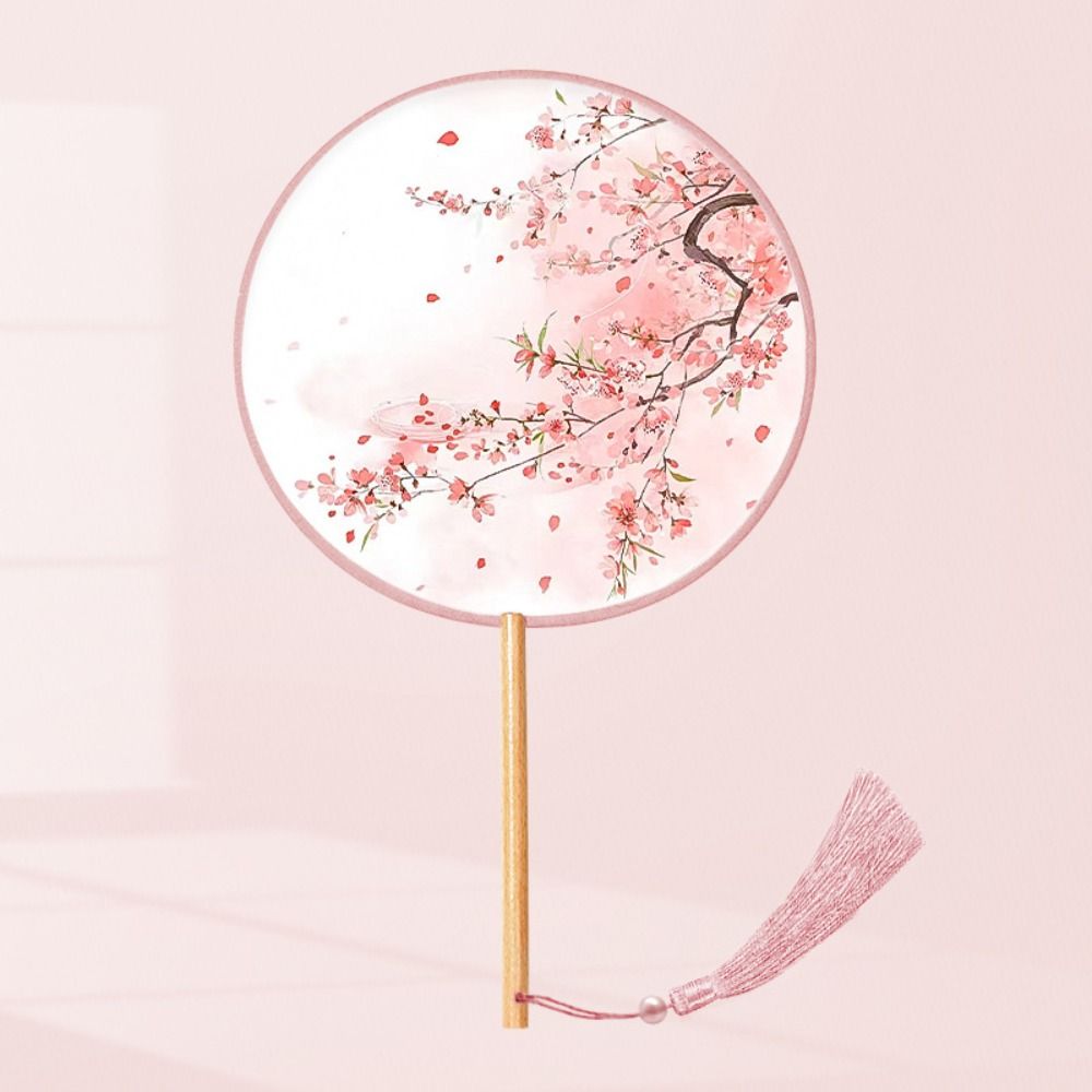 Vintage Chinese Style Chinese Style Fan with Pendant Tassels Embroidery Fan Floral Pattern Handheld Silk Fan Home Decor