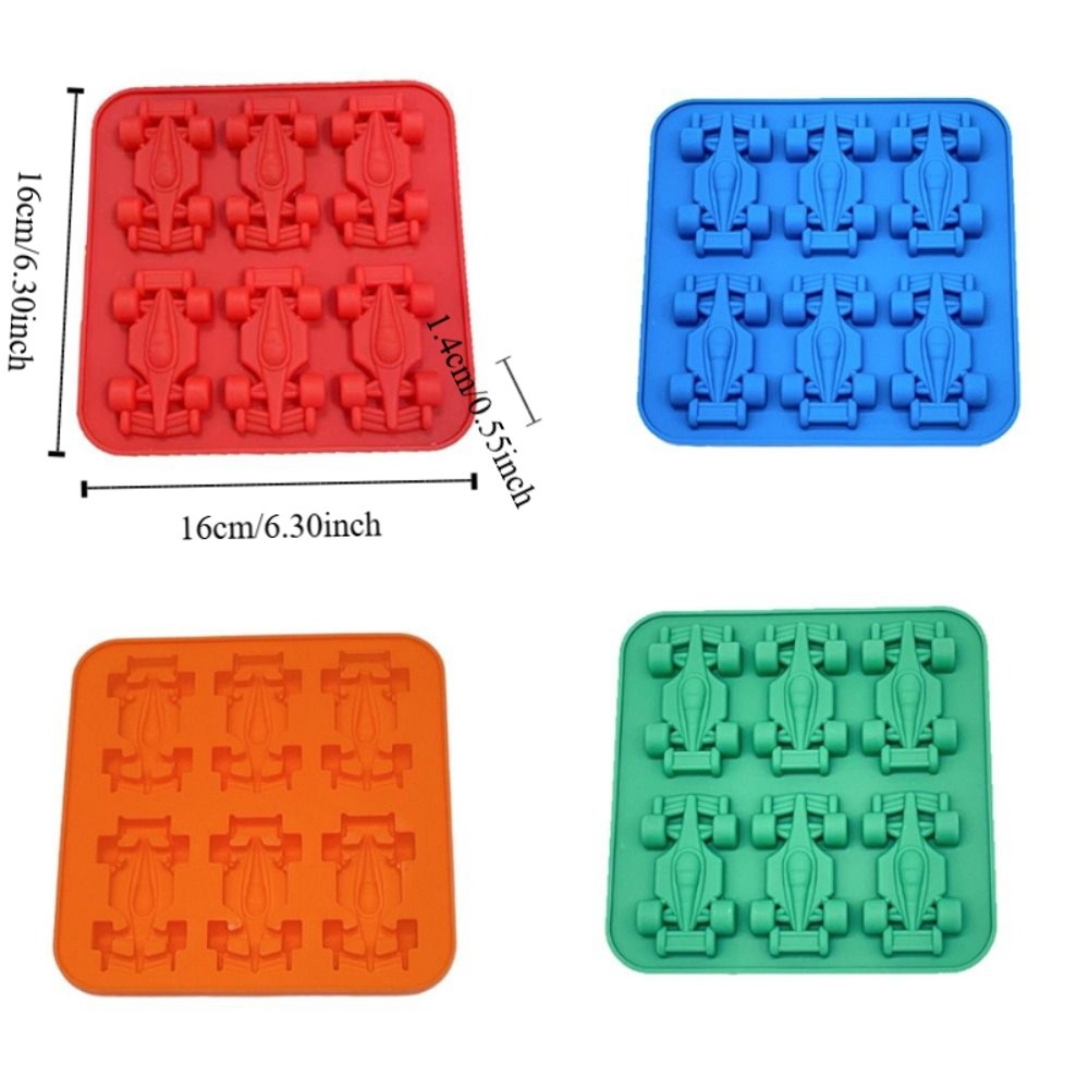 Multi-functional 6-Cavity Formula Racing Car Ice Mold Non-stick Silicone Ice Cube Tray DIY 3D Baking Mold Complementary Foods