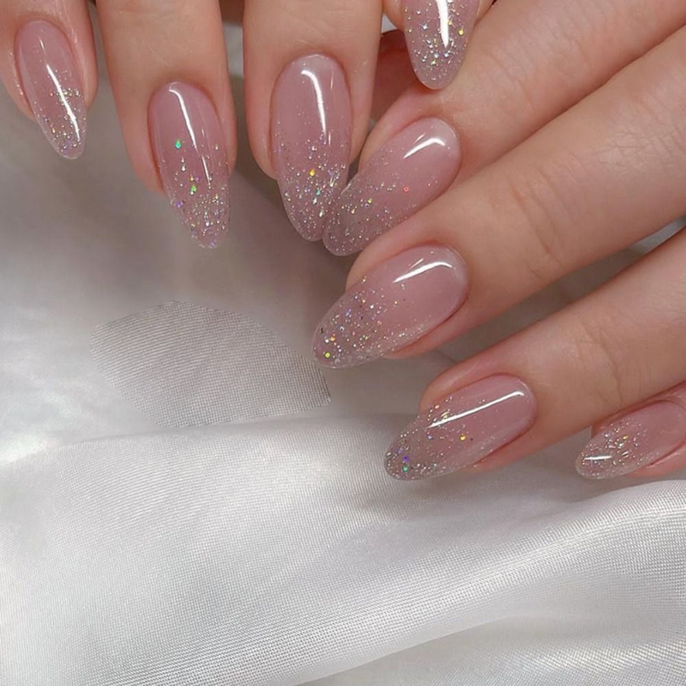 24pcs Manicure DIY Fake Nials Simple Star French Long Almond False Nails