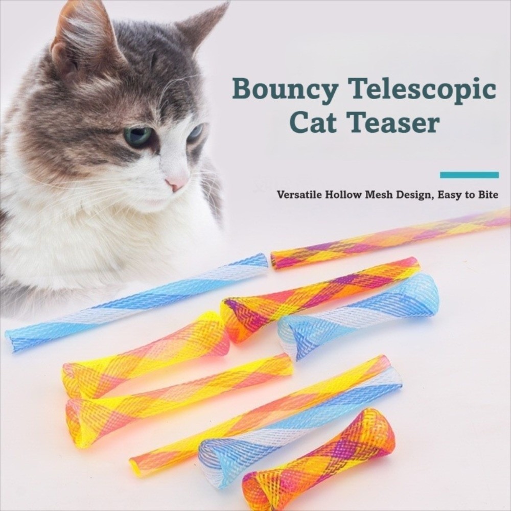 Fun Colorful Cat Spring Toys Spiral Design Coil Shape Cat Toy Springs Telescopic Tube Plastic Colorful Cat Toys for Indoor Cats