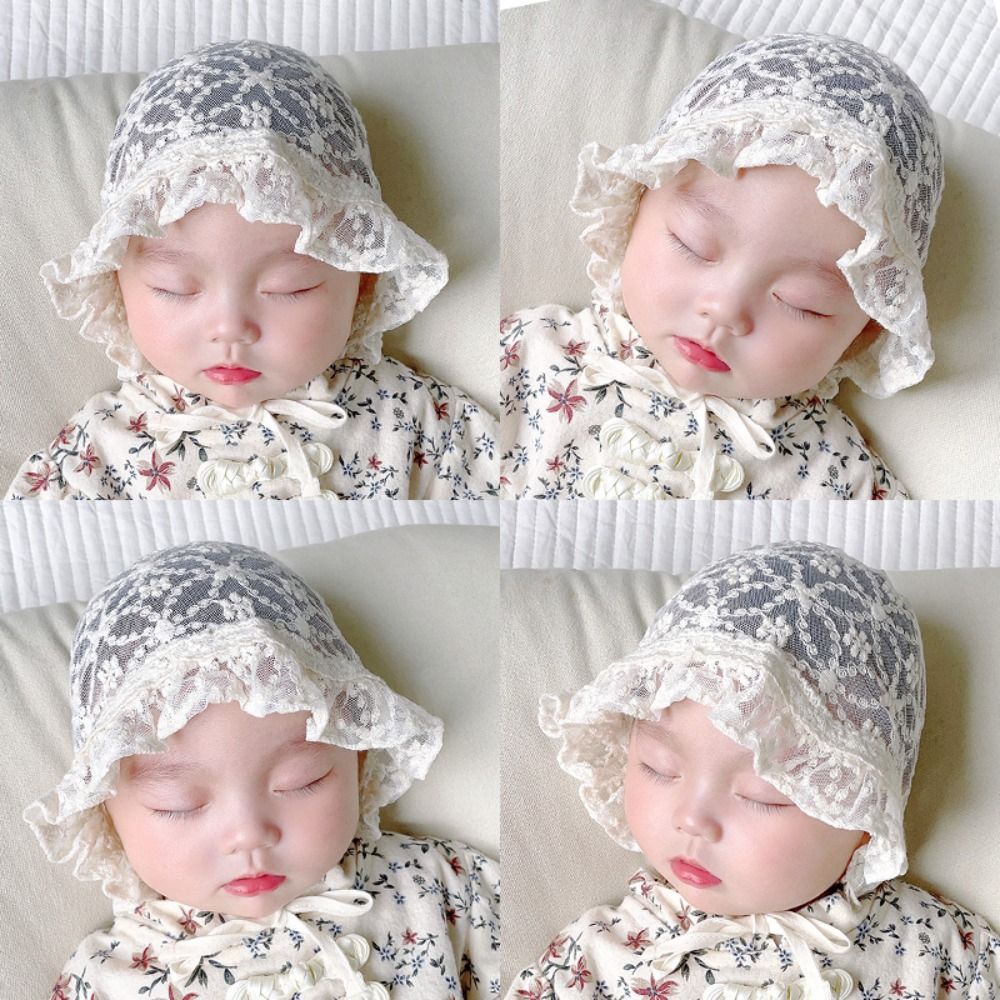 Cute White Baby Lace Hat Princess Floral Newborn Cap Flower Summer Sun Hat Kids