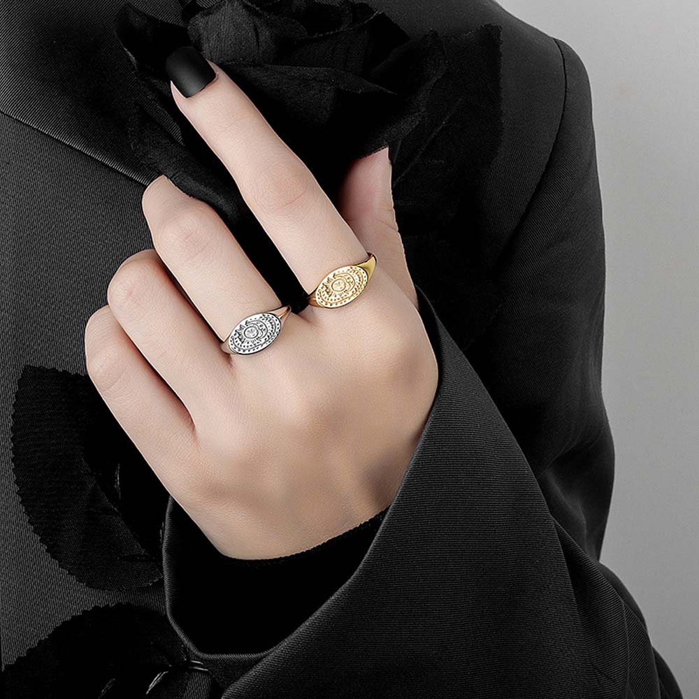 Trendy Temperament Punk Women Sun Moon Open Ring Fashion Jewelry Finger Rings