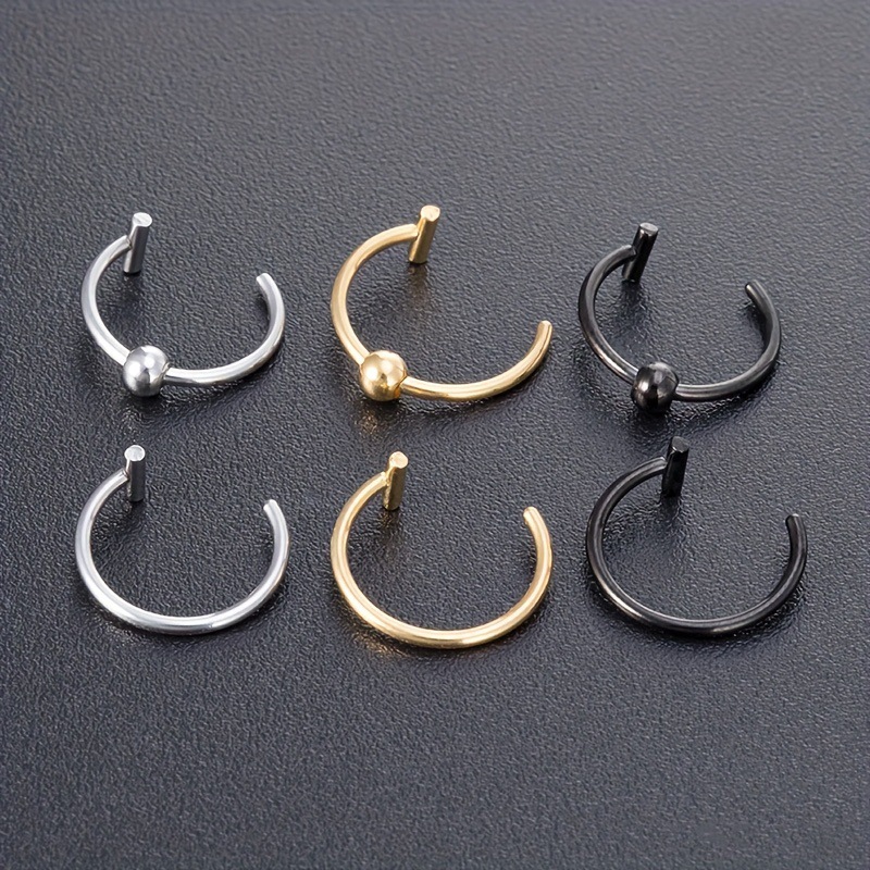 【Fashion-forward】3 pieces stainless steel nose ring lip nail piercing classic