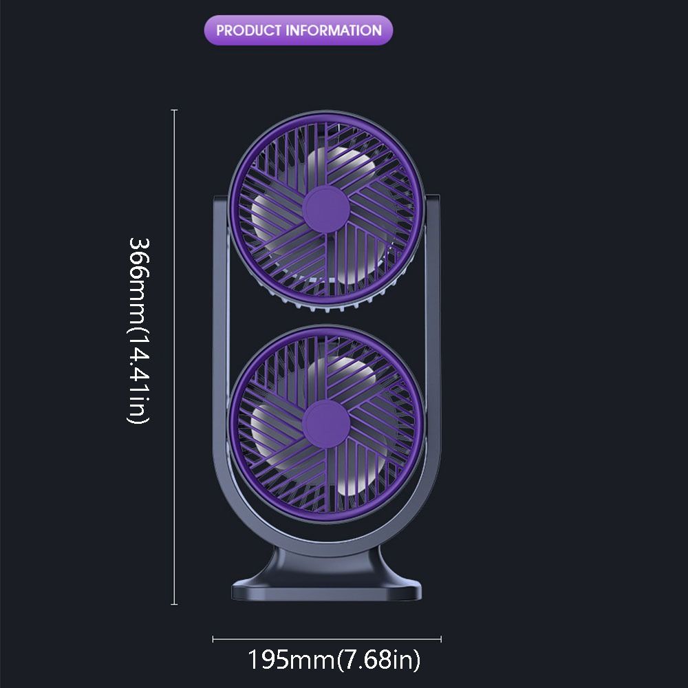 Cooling Fan 5 Gear Dual-Head Desktop Fan Night Light Rechargeable Table Cooling Clip Fan Low Noise Independent Control Air Circulation Fan Summer Season