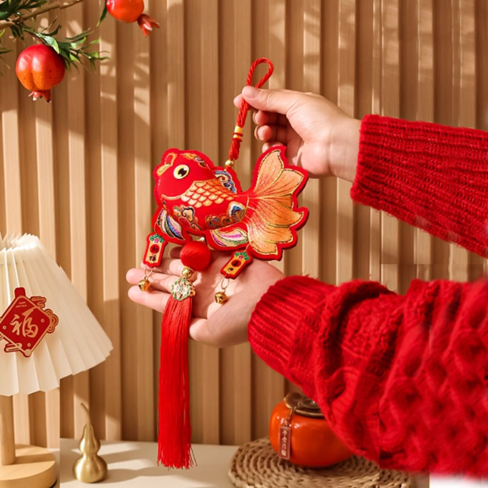 Party Supplies Small Lantern New Year Fish Pendant Chinese New Year Traditional Bag Pendant Red Hanging Spring Festival Ornament Spring Festival