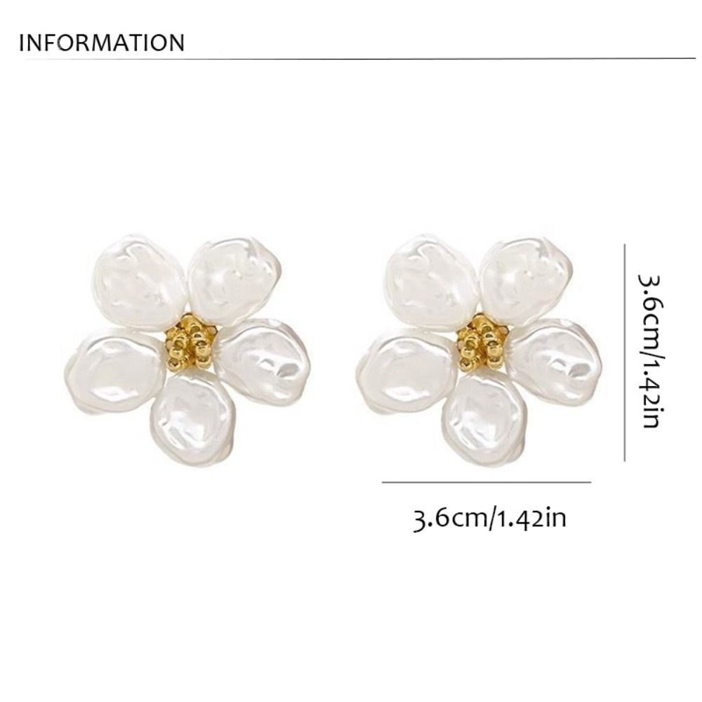 Sweet Ear Studs Earrings Retro Trendy Flower Earrings Studs White Vintage Irregular Earrings Gift