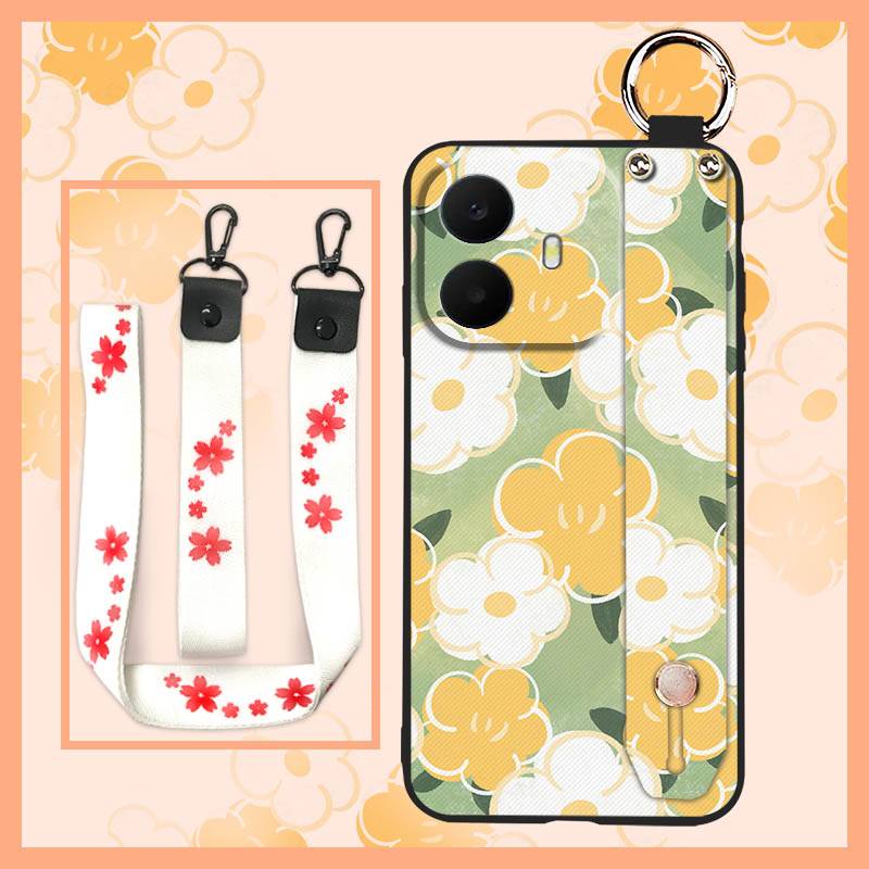 Shockproof Flower Phone Case For TCL K70 4G/K70 Power 4G/T522E Protective Durable Waterproof Phone Holder Lanyard Ring