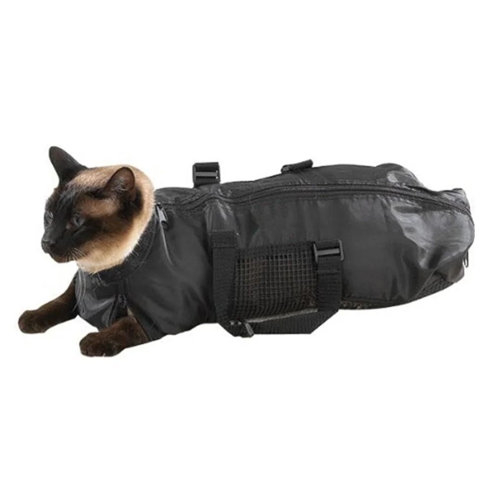 Vet Tool Oxford Cloth Mesh Cat Grooming Bathing Bag Anti Scratch Portable Pet Washing Bags Multifunctional Adjustable Cat Restraint Bag Pet Nail Trimming